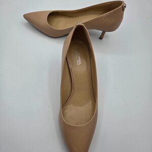 Michael Kors Woman's Alina Flex Pump Nude Tan Leather Sz 7 Pointed Toe Shoe
